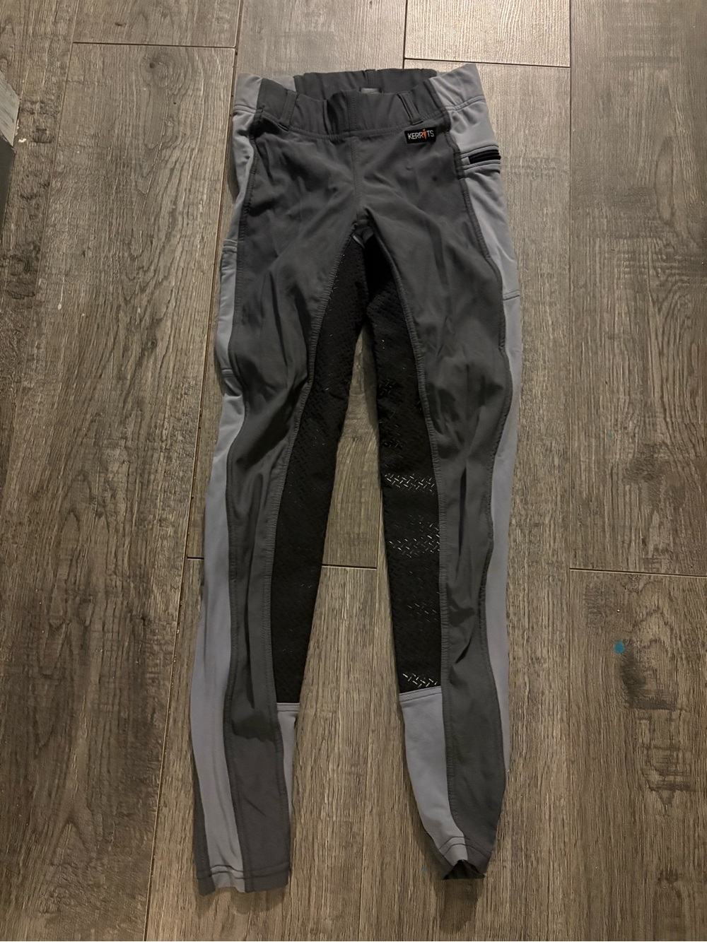 Kerrits Two-Tone Gray Riding Breeches with Black Grip